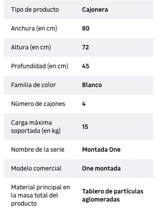 Cajonera Leroy Merlin 4 cajones 80cm