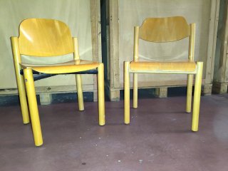 Sillas de Madera de Haya Vintage Apilables