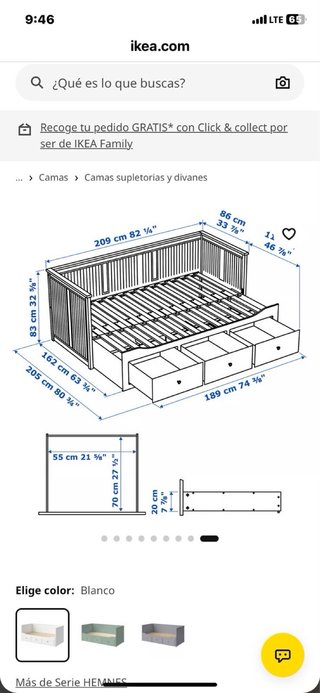 Cama Hemnes de Ikea con cajones. En pinto (Madrid)