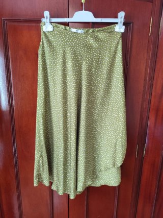 Falda Midi Lunares Mango Verde