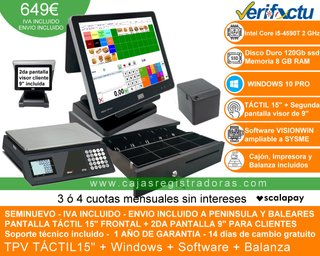 TPV Táctil Verifactu i5 Doble Pantalla + Garantía