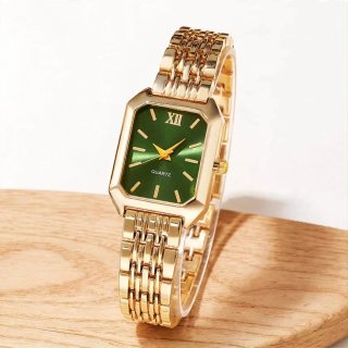 Reloj de Pulsera Dorado con Esfera Verde