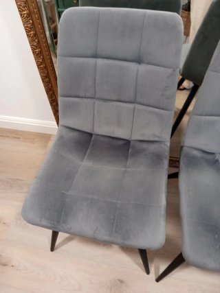 Set de 2 Sillas de Terciopelo Gris