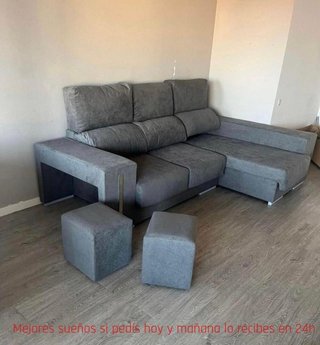 Sofás chaise longue 2 puff + 2 cojines
