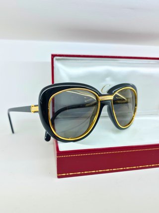 Cartier Vintage Conquete NOS Black Gold Cat Eye