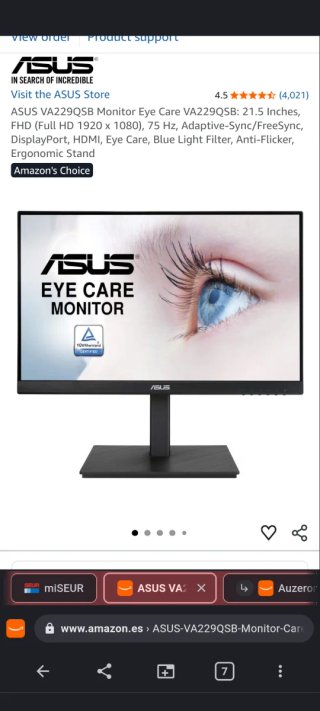 Pantalla Asus 21.5 VA229 Anti-reflejo
