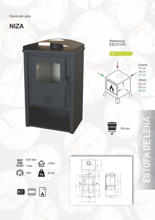 Estufa de leña Niza 8,97 kW 0006HUE
