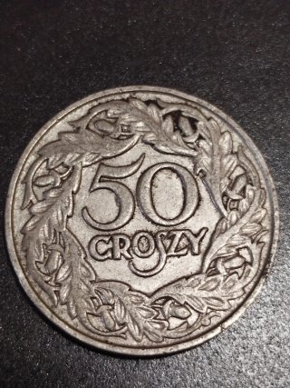 Moneda de 50 Groszy, Polonia 1923 Águila