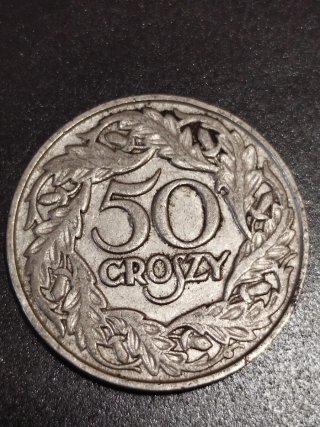 Moneda de 50 Groszy, Polonia 1923 Águila