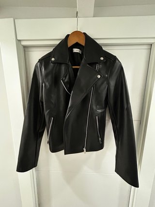 Chaqueta de cuero Mango negra
