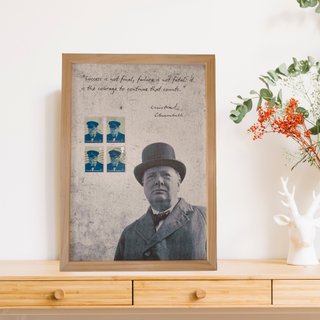 Quadro Francobolli Winston Churchill Vintage