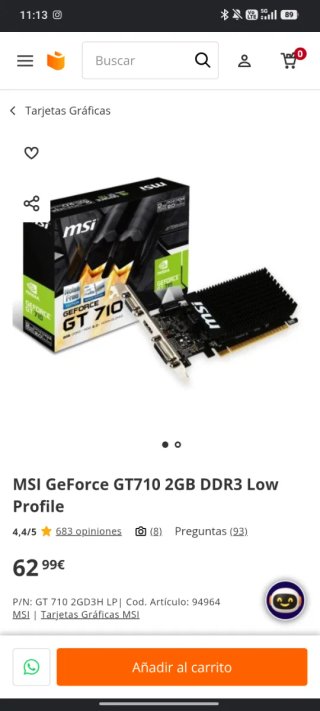 Tarjeta Gráfica NVIDIA GT 710 2Gb DDR3