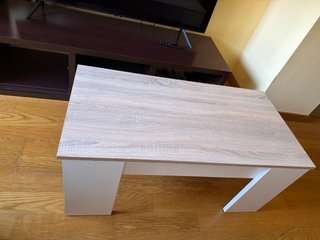 Mesa de centro extensible madera y blanco