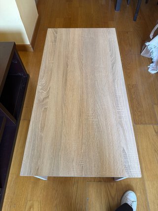 Mesa de centro extensible madera y blanco