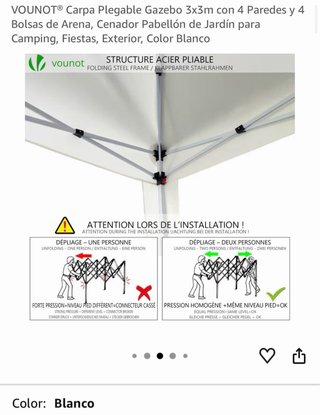 Carpa Plegable Gazebo Vounot Blanca