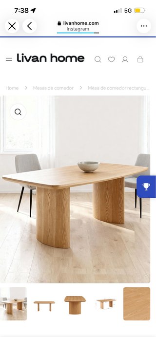 Mesa de comedor rectangular de madera