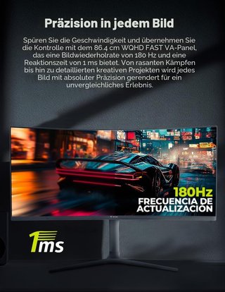 Monitor da gaming curvo 34" pollici 180hz 1 ms