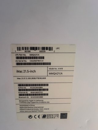 iMac 21.5 2017 i5 8GB + Teclado/Ratón