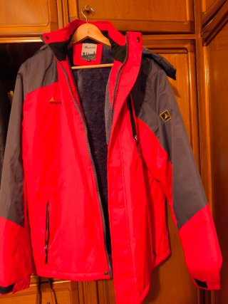 Cazadora de Invierno Roja y Gris Talla XL