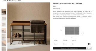 Banco Zapatero Zara Home Madera y Metal