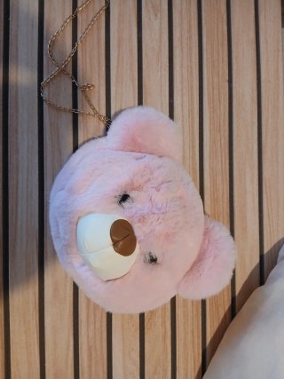 Bolso de Peluche con Forma de Oso Rosa