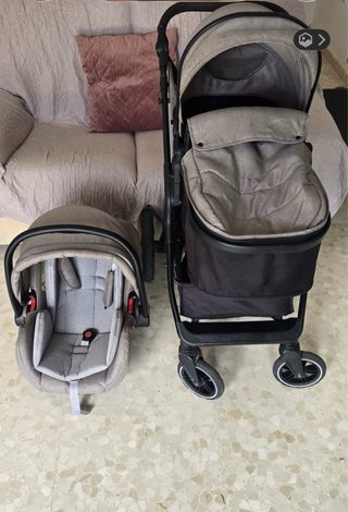 Carrito para Bebé con Capazo y Silla Gris