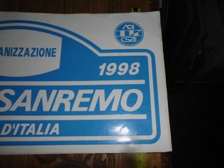 Rally  Sanremo 1998 targa cofano adesiva WRC