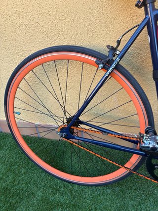 Bicicleta Fixie Azul Marino y Naranja Talla M