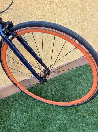 Bicicleta Fixie Azul Marino y Naranja Talla M