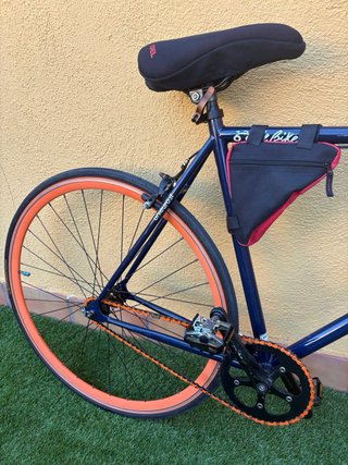 Bicicleta Fixie Azul Marino y Naranja Talla M