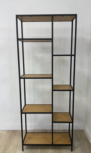 Estantería de Metal y Madera. Negro y roble