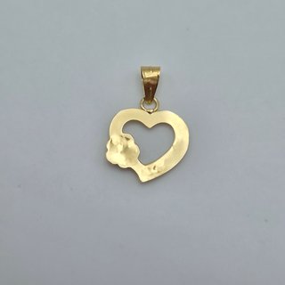 Colgante Corazón Flor Oro 18K 1,04gr