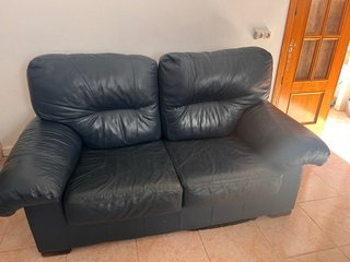 Set de 2 Sofás de Cuero Azul