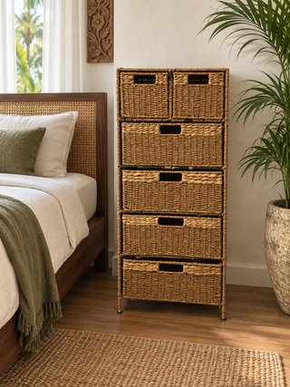 Cómoda cajonera balinesa fibras naturales