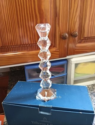 2 Candelabros Cristal Tallado 21cm