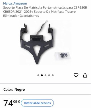 Soporte matrícula moto + luz LED
