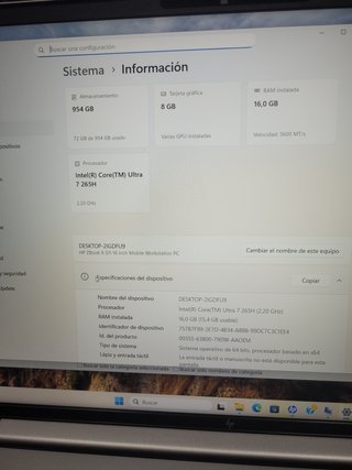 Portátil HP ZBook X G1i.intel core ultra 7 vPRO