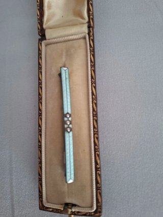 Broche Antiguo Plata Ley y Perlas con Caja