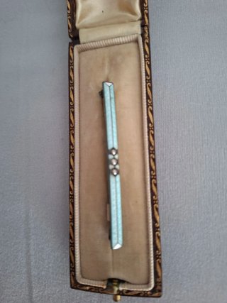 Broche Antiguo Plata Ley y Perlas con Caja