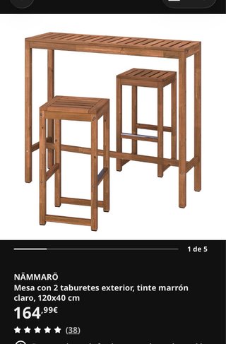 Conjunto Mesa y 2 Taburetes Exterior NÄMMARÖ