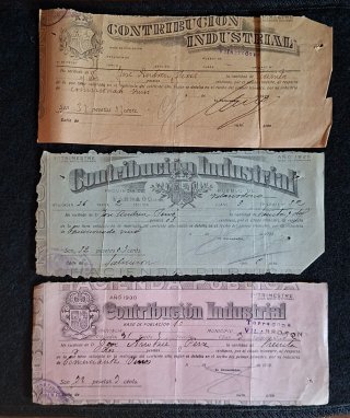Lote 3 recibos contribución industrial antiguos