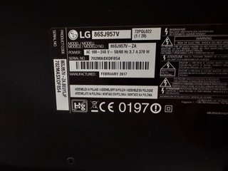 TV LG 86" Super UHD 4K Smart TV (Modelo 86SJ957V)
