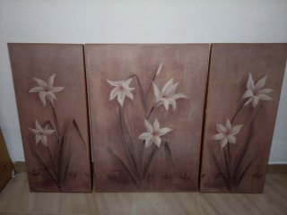 Tríptico de Cuadros con Flores