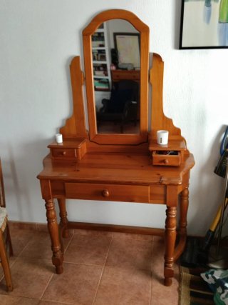 Tocador de Madera con Espejo vintage