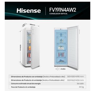 Congelador Hisense FV191N4AW2 Blanco