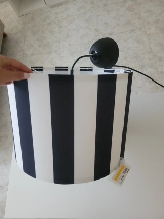 Pantalla de lámpara rayas blanco y negro