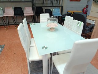 Mesa Cristal Templado + 6 Sillas Polipiel