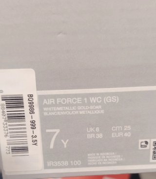 Nike Air Force 1 Talla 40 Dorado Blanco