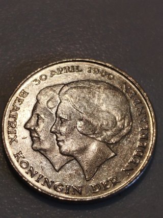 Moneda 1 Gulden Holanda 1980