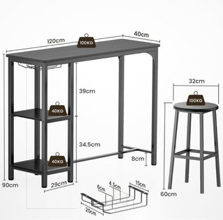 Mesa alta con 2 taburetes